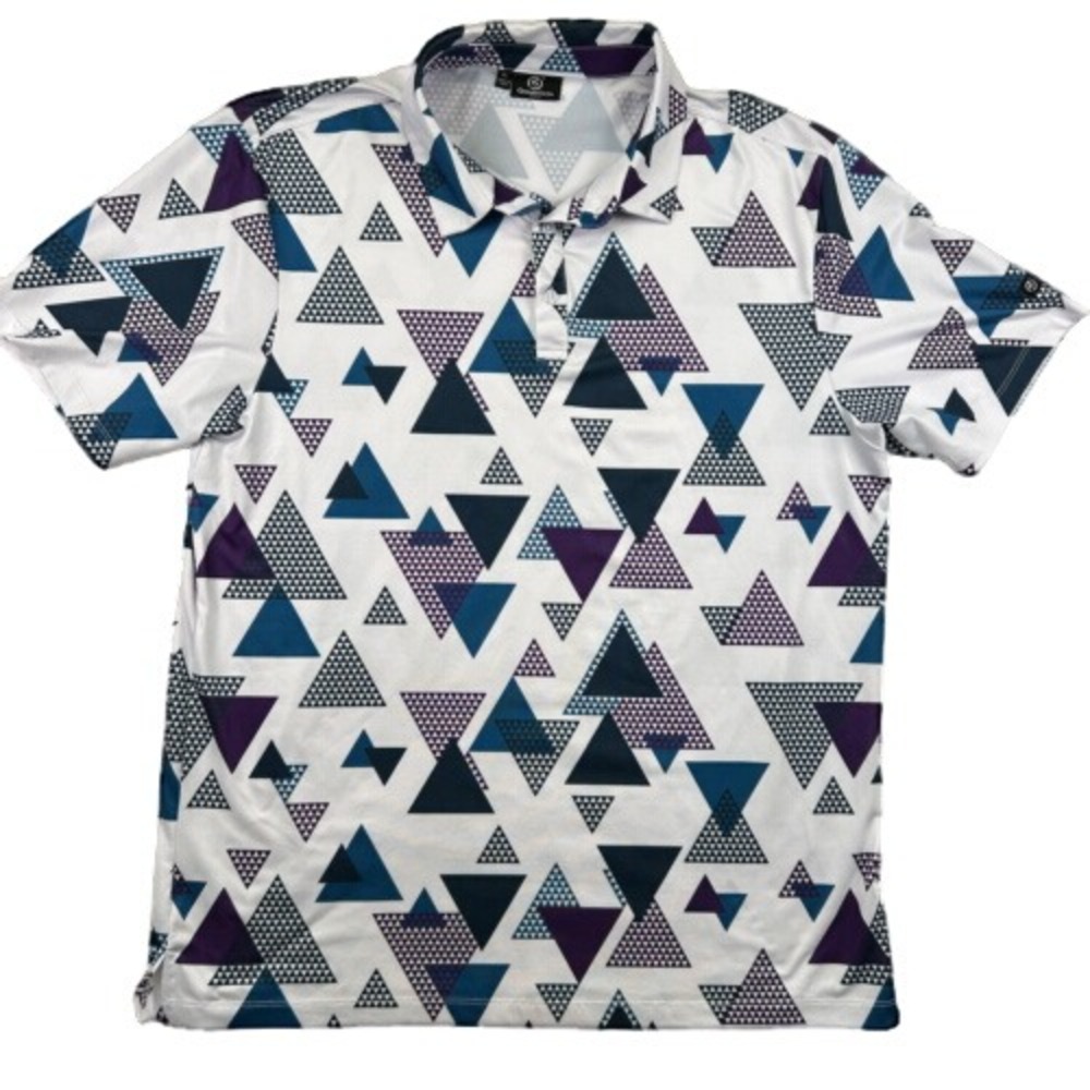 GreenSide Golf Shirt Mens XL Geometric Triangle Polo Athletic Stretch‎ Tee